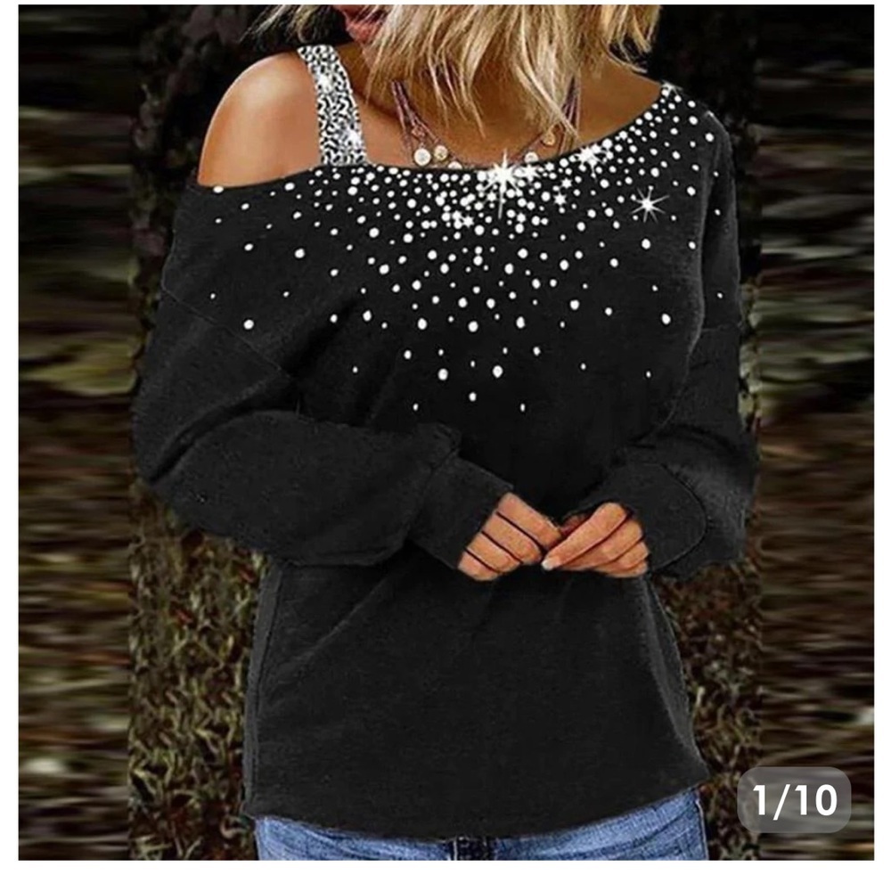 Glittering Asymmetrical Sequin Top